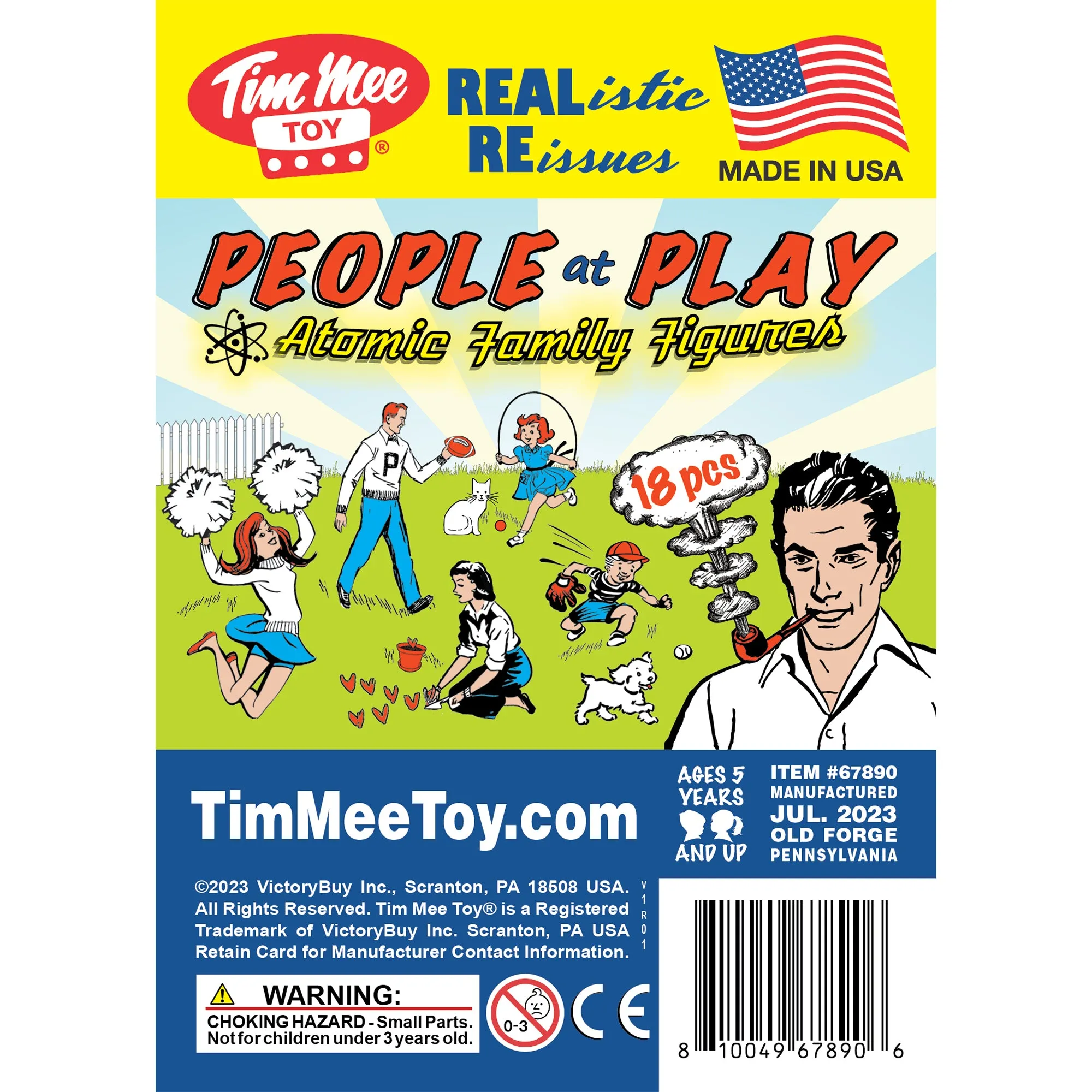 Tim Mee PEOPLE Play Figures - Yellow, Red, & Blue 18pc Playset - Made in USA