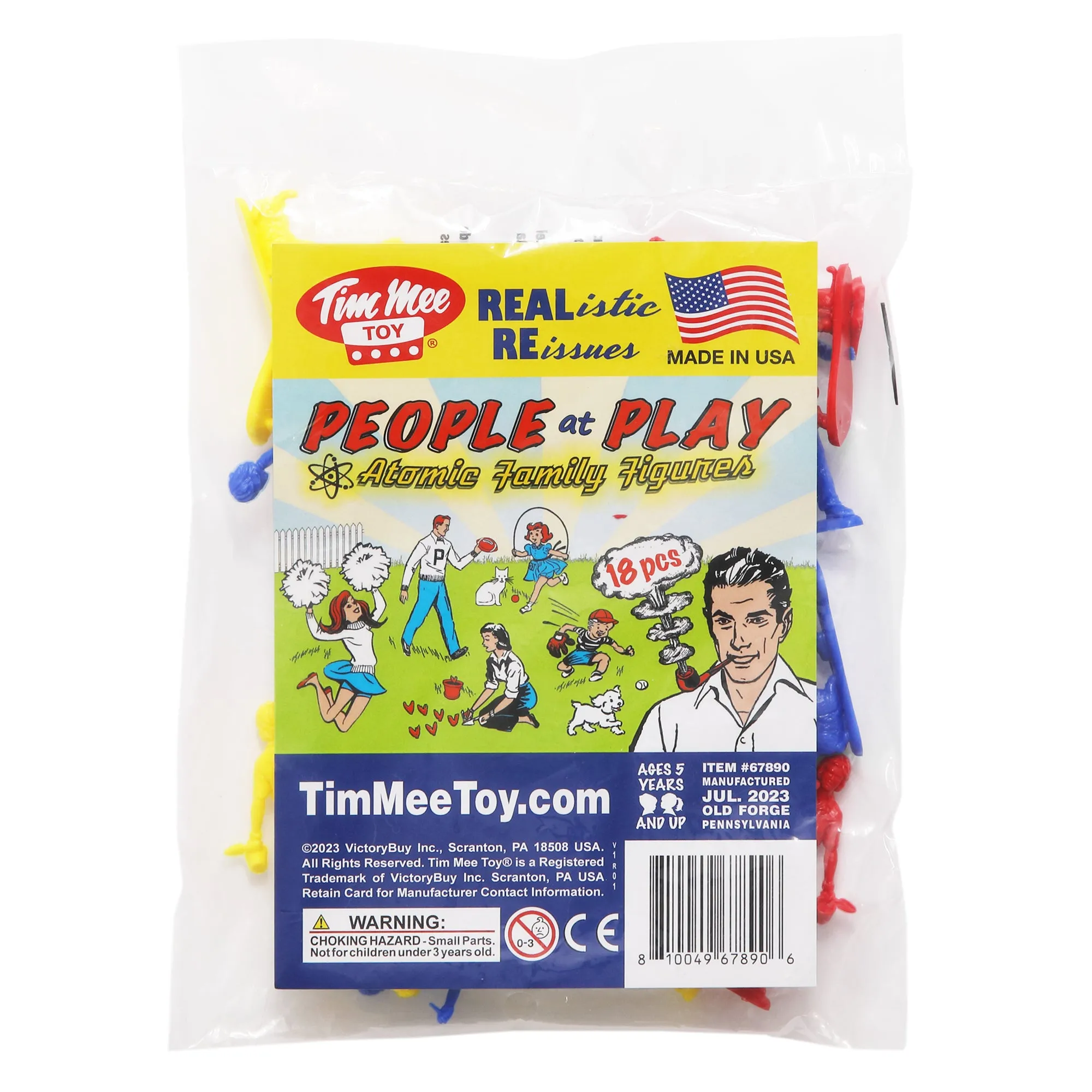 Tim Mee PEOPLE Play Figures - Yellow, Red, & Blue 18pc Playset - Made in USA