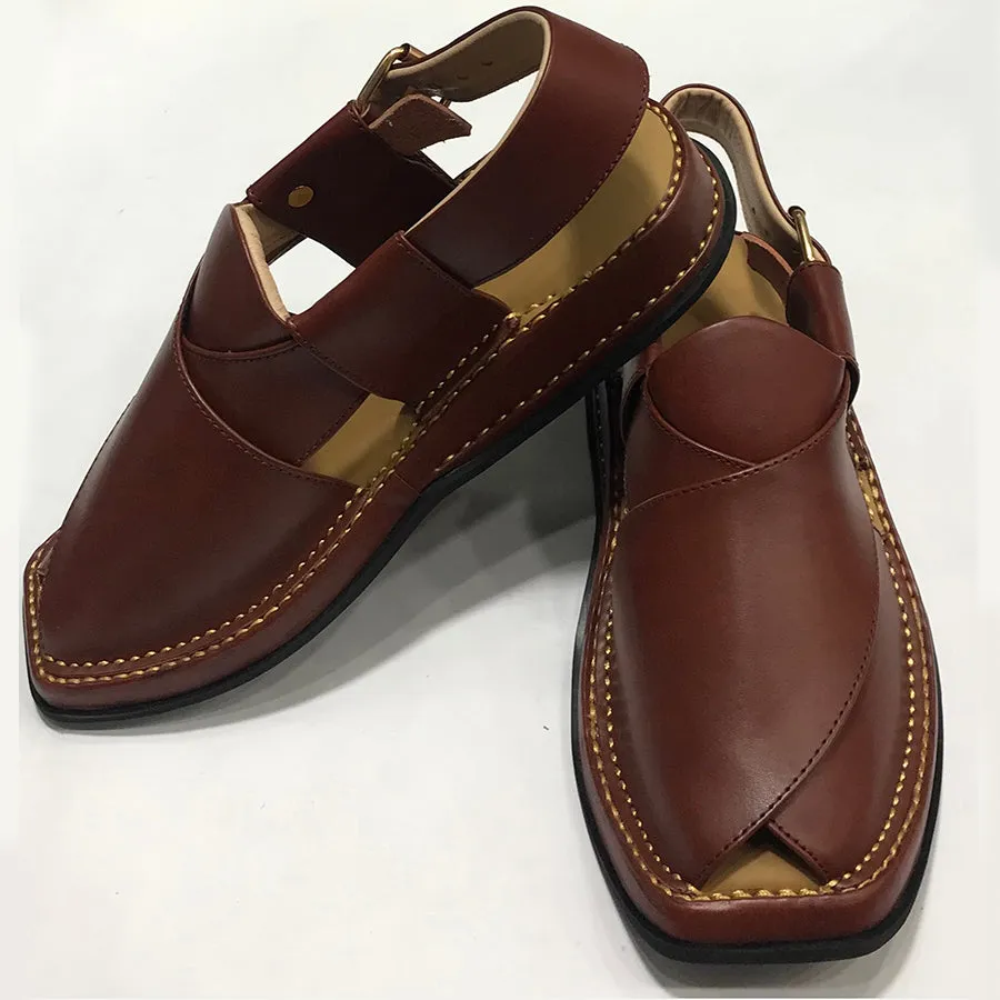 Traditional Men's Leather Peshawari Kaptaan Chappal