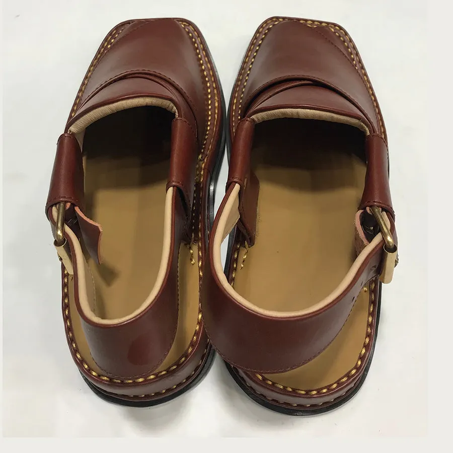 Traditional Men's Leather Peshawari Kaptaan Chappal