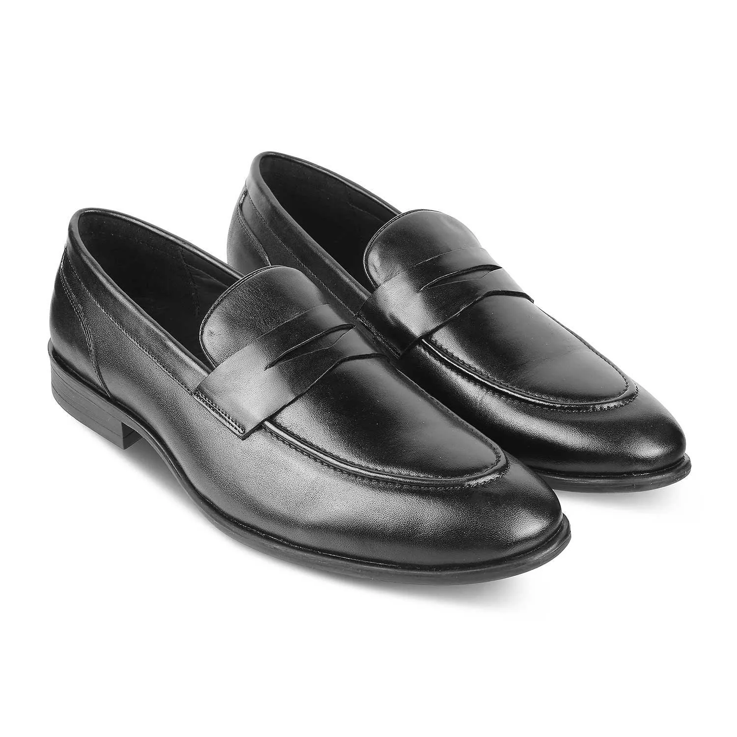 Tresmode Dawson Black Men's Leather Penny Loafers