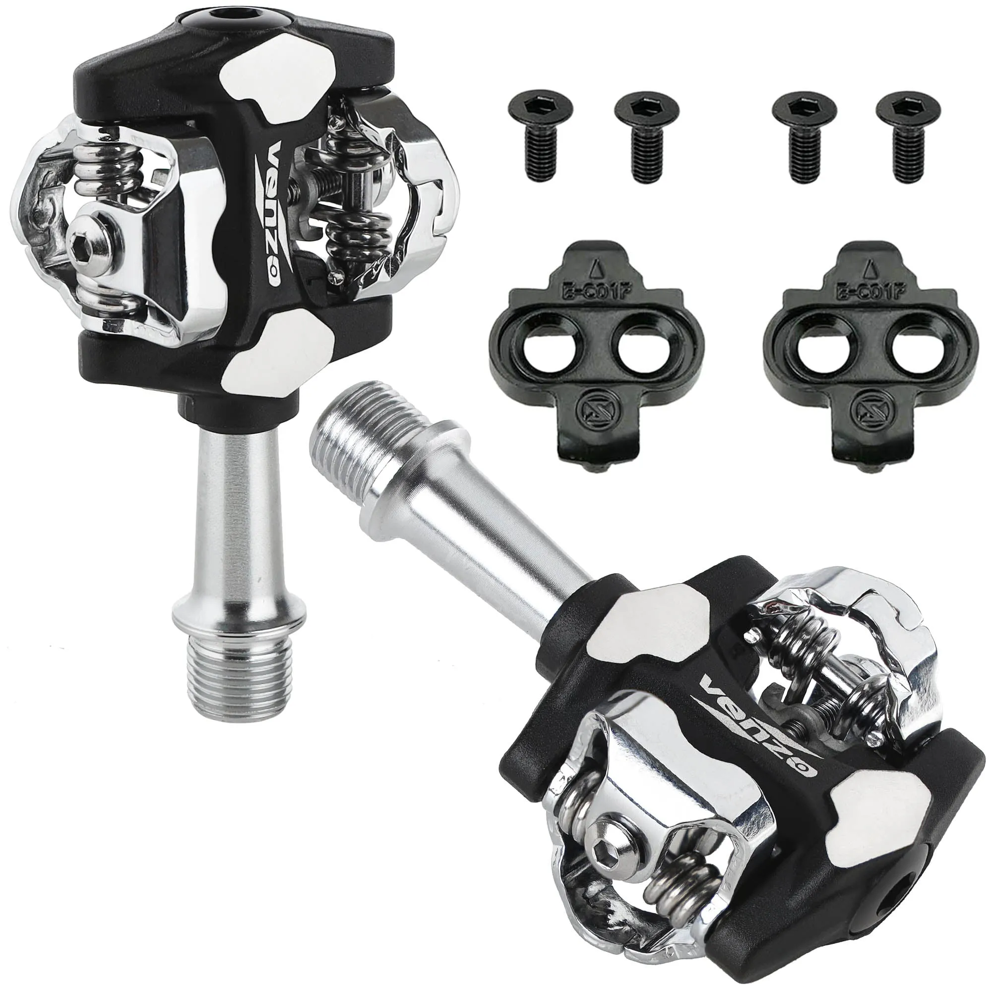 VENZO MTB Mountain Bike Forged 6066  Aluminum Sealed Clipless Pedals 9/16" compatible with Shimano SPD Type Cleats SM-SH51 - Perfect For All MTB Shoes - Easy Clip in