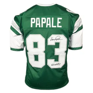 Vince Papale Signed Invincible Inscription Philadelphia Green Football Jersey (JSA)