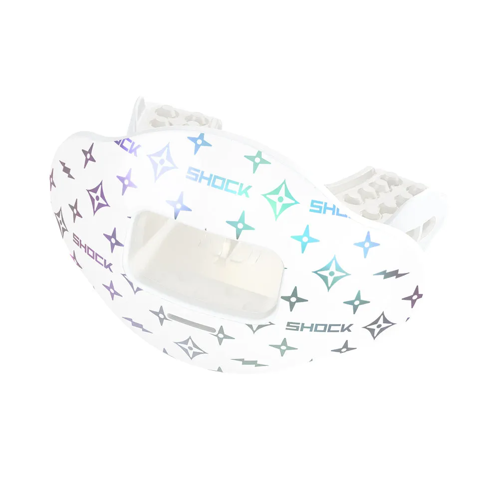 White/Iridescent Lux Max AirFlow Football Mouthguard