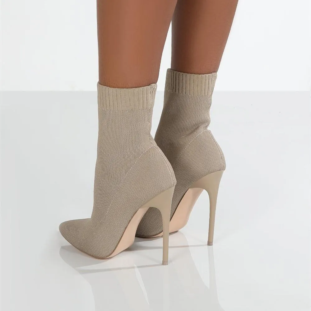 Women fashion stiletto heel pointed toe sock booties