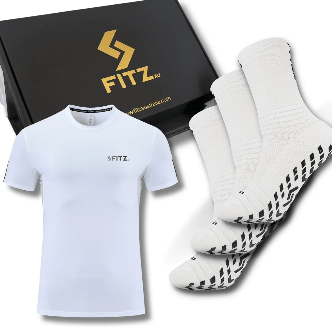 Workout Pack 3 Grip Socks and 1 Free Active Shirt - Gift Box