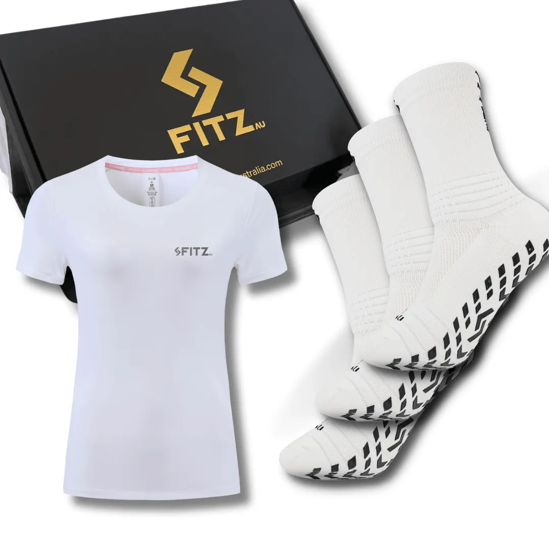 Workout Pack 3 Grip Socks and 1 Free Active Shirt - Gift Box