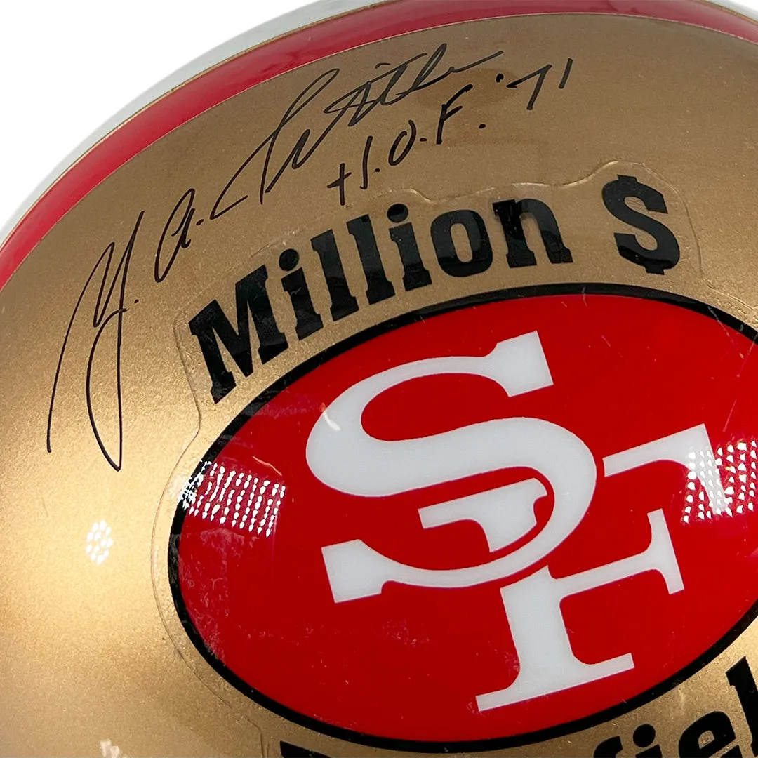 Y.A. Tittle Signed HOF 71 Inscription San Francisco 49ers Million $ Backfield Full-Size Replica Football Helmet (JSA)