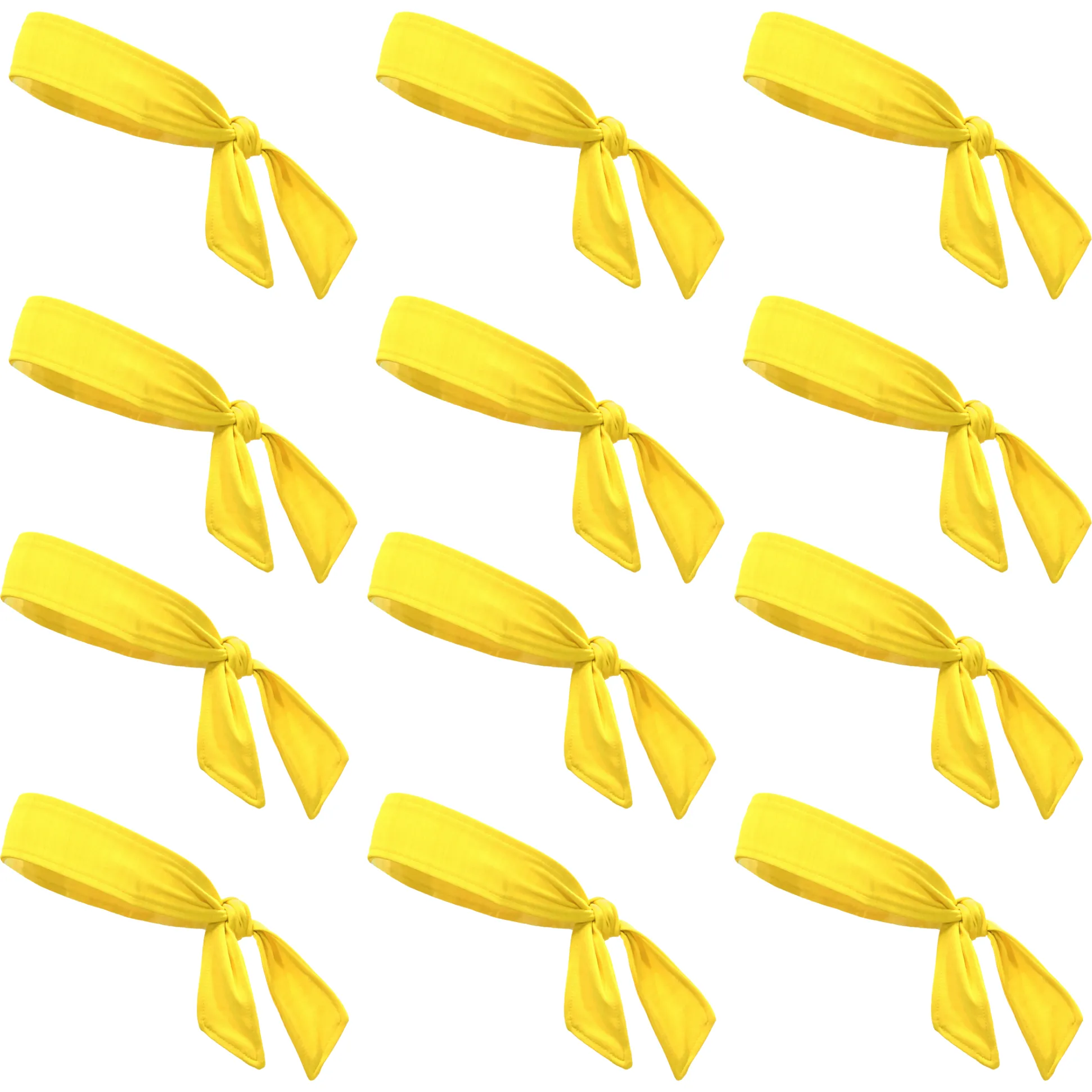 Yellow Tie Headbands - 12 Pack